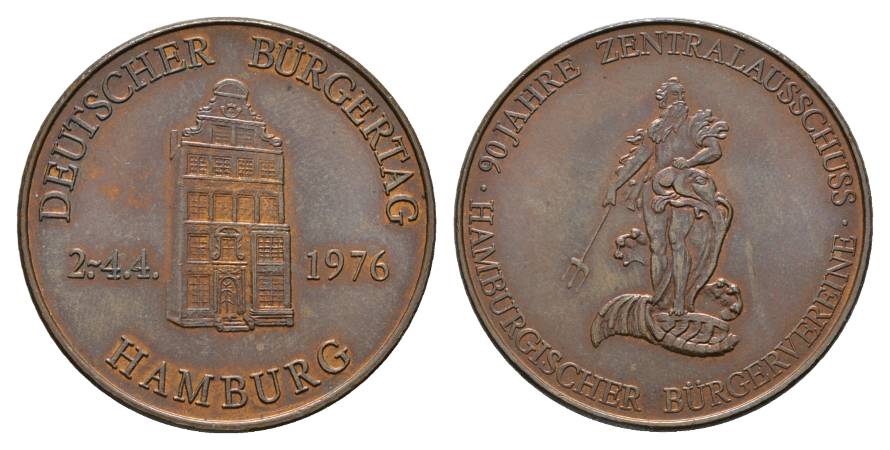  Hamburg, Bronzemedaille 1976; 17,25 g, Ø 35 mm   