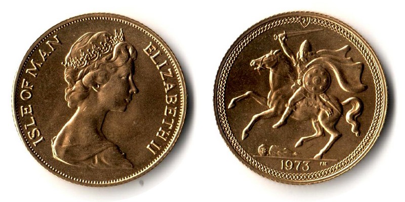 Isle of Man MM-Frankfurt Feingewicht: 7,3g Gold Sovereign 1973 vorzüglich