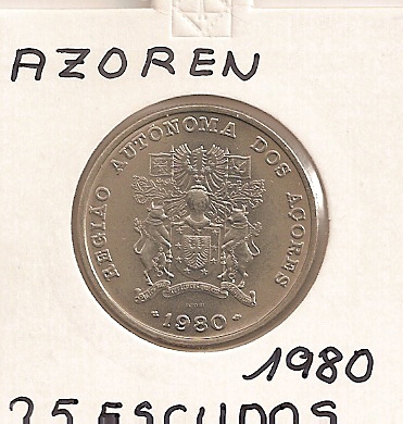  Azoren  25 Escudo 1980 KM # 43   