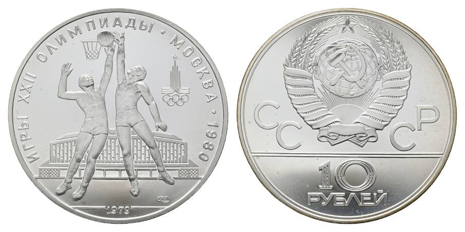  Russland, 10 Rubel 1979 Olympische Spiele, Ag   