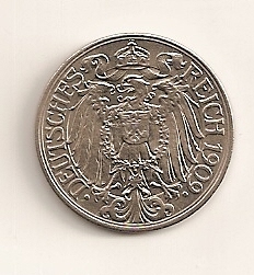  25 Pfennig 1909 G  Deutsches Reich - Jäger Nr. 18 ERHALTUNG st   