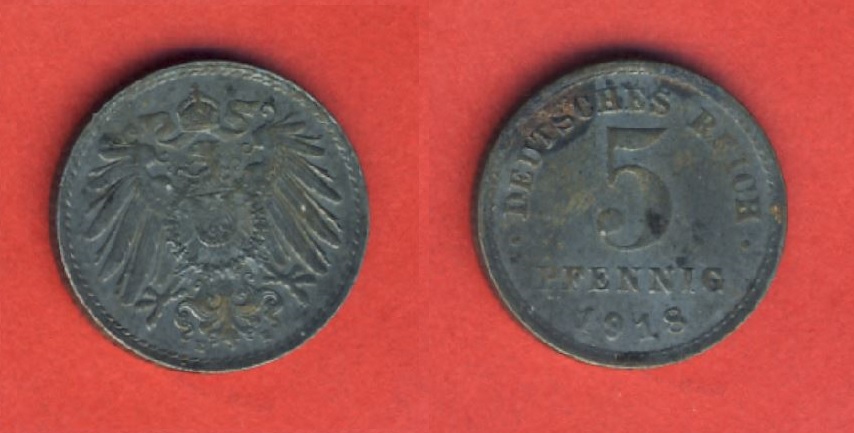  Kaiserreich 5 Pfennig 1918 E Eisen   