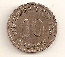  10 Pfennig 1874 F Deutsches Reich ss/vz   