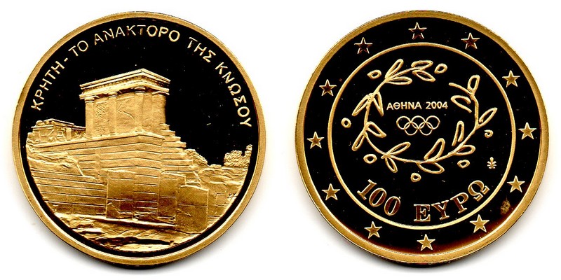 Griechenland MM-Frankfurt Feingewicht: ca. 10g Gold 100 EUR (Gedenkmünze)   Knossos 2004 PP