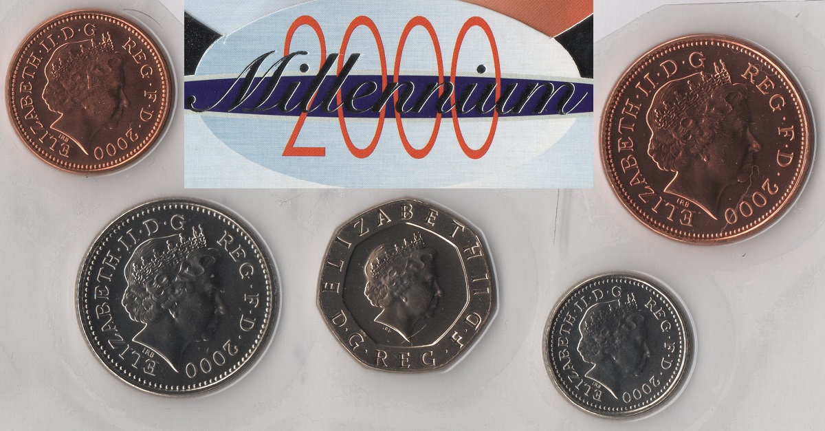  U.K. Original 1, 2, 5, 10 und 20 Pence 2000 Millennium **Brilliant Uncirculated**   