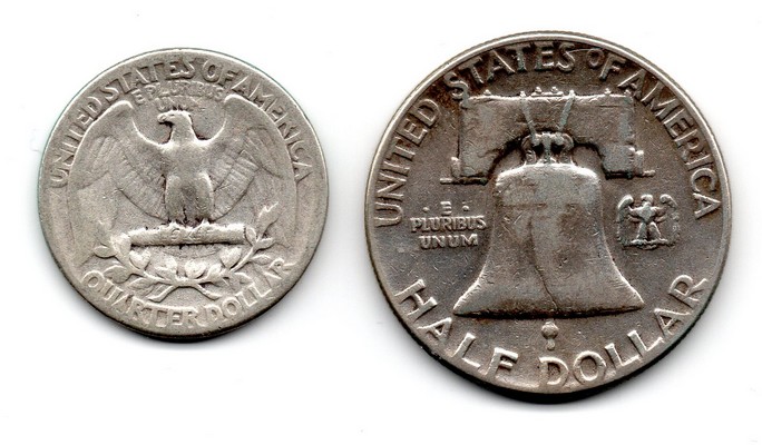  USA  Half/Quarter Dollar  1951  FM-Frankfurt  Feingewicht: 11,25g und 5,62 Silber  sehr schön   