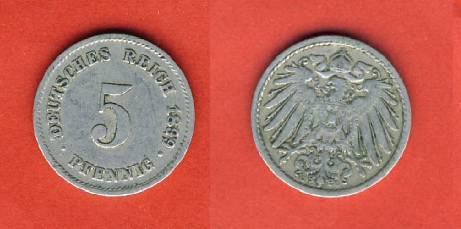  Kaiserreich 5 Pfennig 1899 G   
