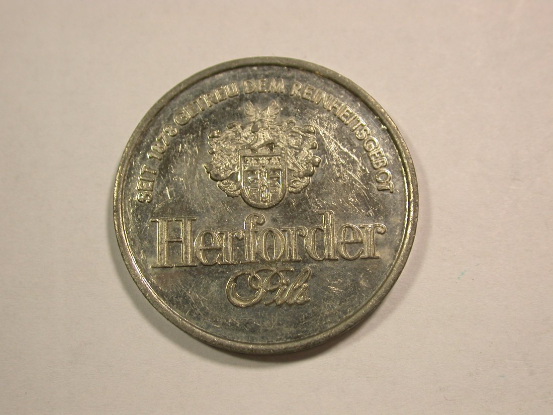  B46 BRD  Herforder Pils Werbe Medaille 30mm/7,6 Gr. Rathaus in Lage vz-st/PP Originalbilder   