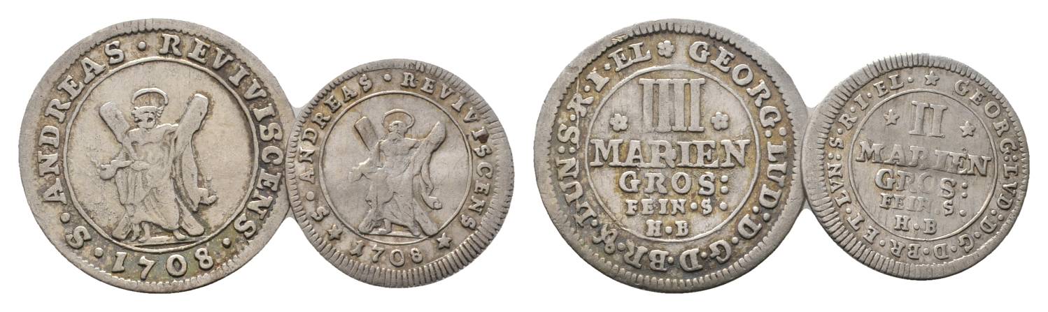  Altdeutschland, 2 Kleinmünzen 1708   