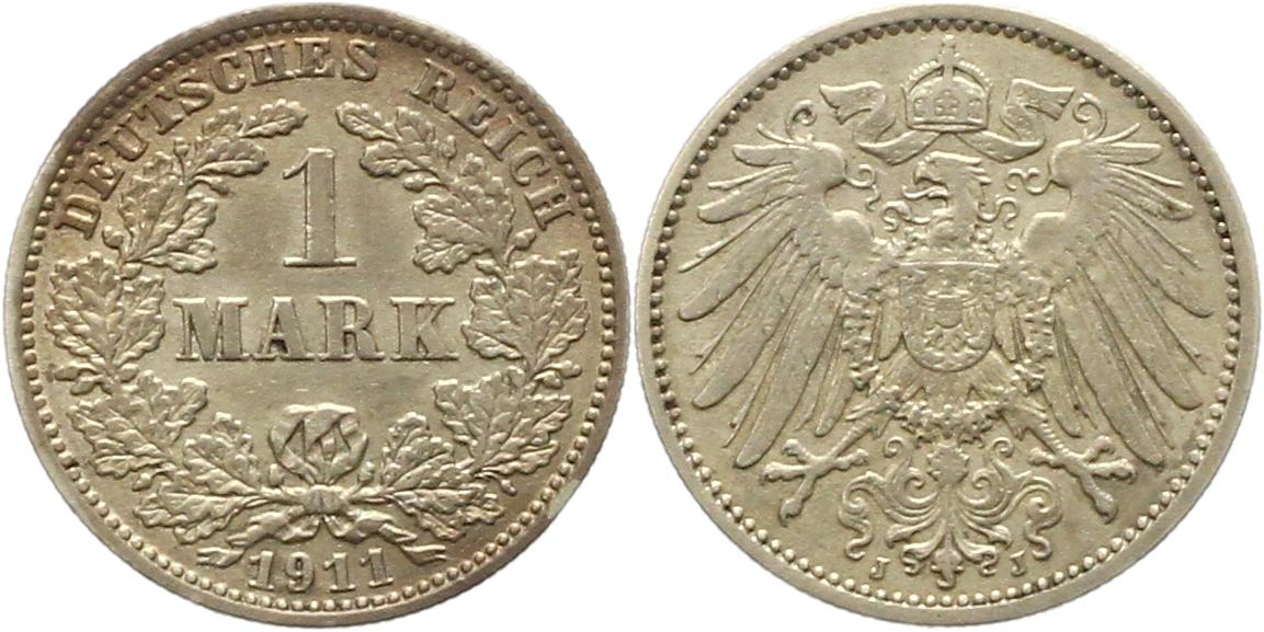  8725 Kaiserreich 1 Mark 1911 J   