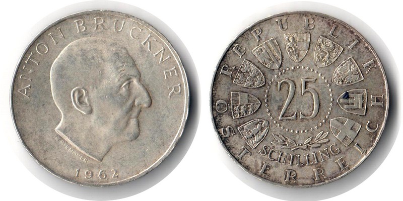  Österreich  25 Schilling 1962  FM-Frankfurt  Feingewicht: 10,4g Silber sehr schön   