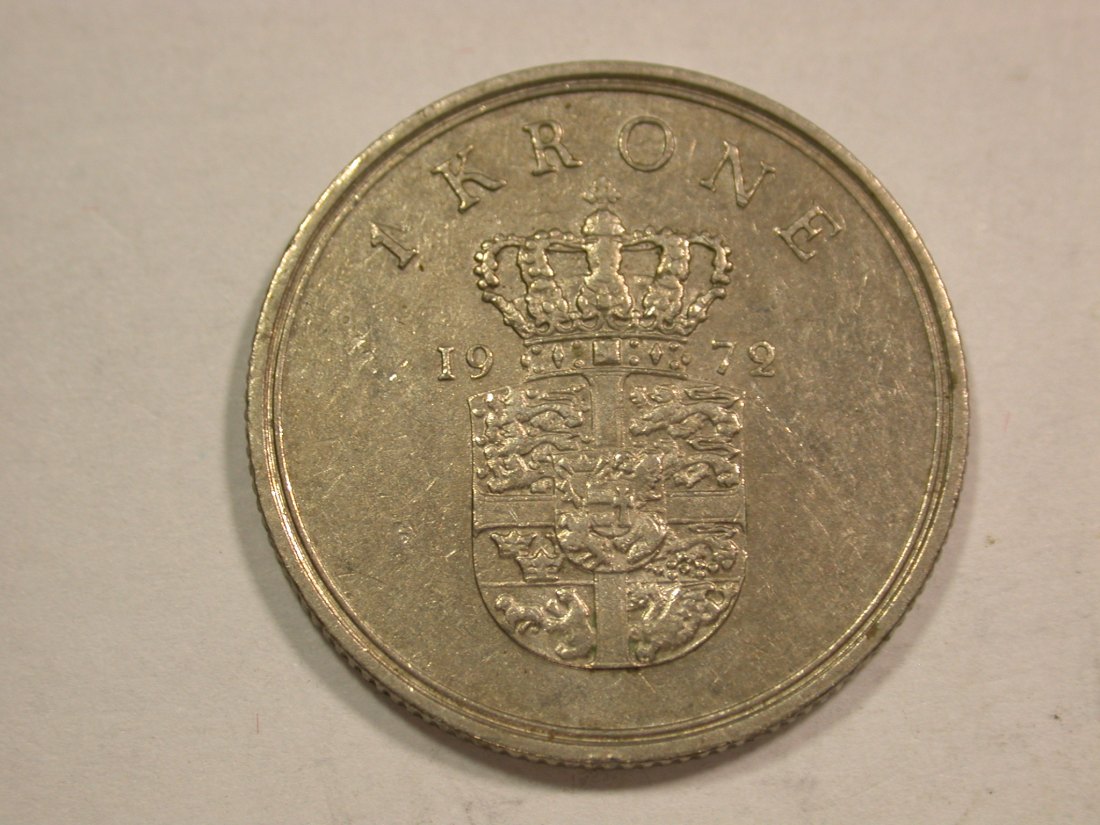  B20 Dänemark 1 Krone 1972 in vz   Originalbilder   