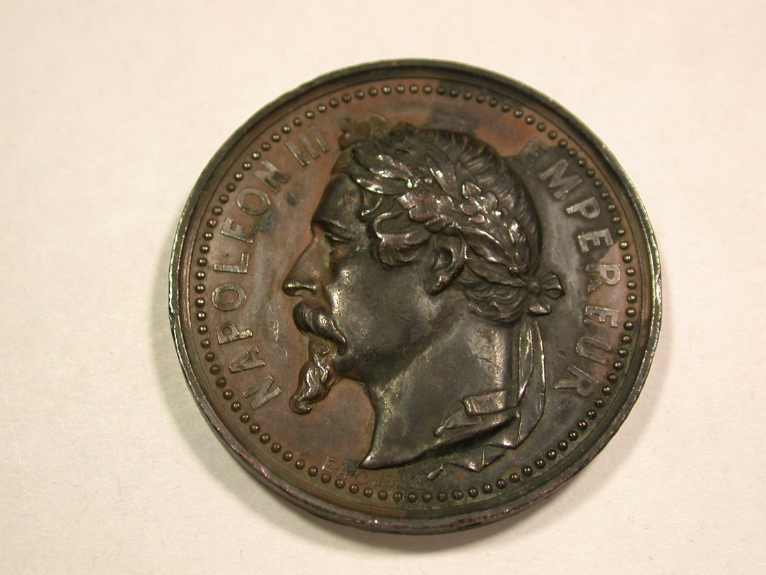  B48 Frankreich Medaille 1855 Weltausstellung Napoleon III 36mm/21,42 gr.  Originalbilder   