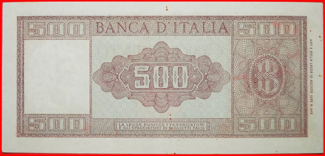  √ UNCOMMON TYPE: ITALY ★ 500 LIRE 1947 CRISP!   