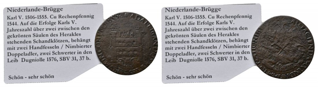  Niederlande-Brügge, Cu Rechenpfennig 1544   