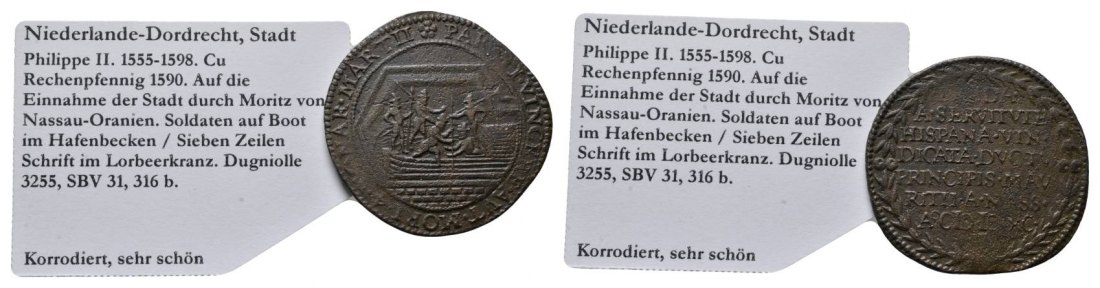  Niederlande-Dordrecht, Cu Rechenpfennig 1590   