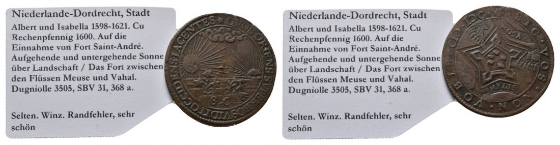  Niederlande-Dordrecht, Cu Rechenpfennig 1600   
