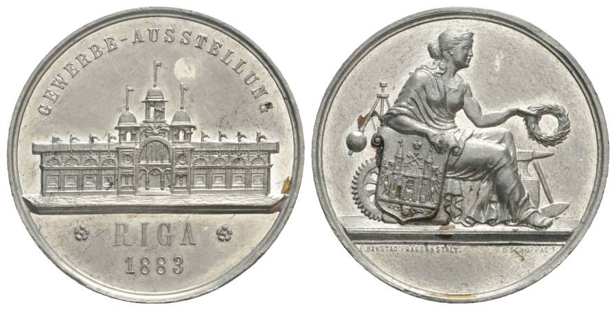  Riga, Zinnmedaille, 1883; 19,47 g, Ø 38,05 mm   