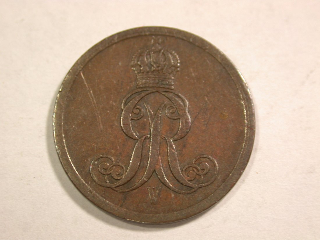  B25 Hannover 1 Pfennig 1860 in ss+ Originalbilder   