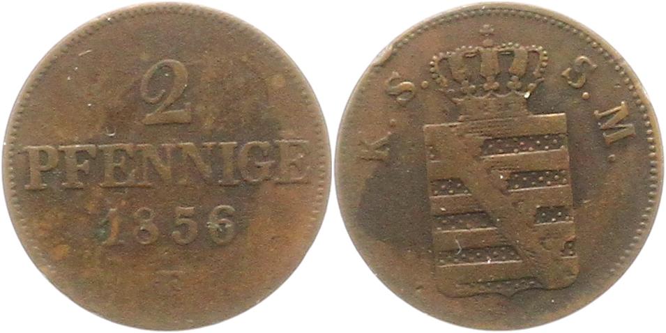  8938 Sachsen 2 Pfennig 1856   