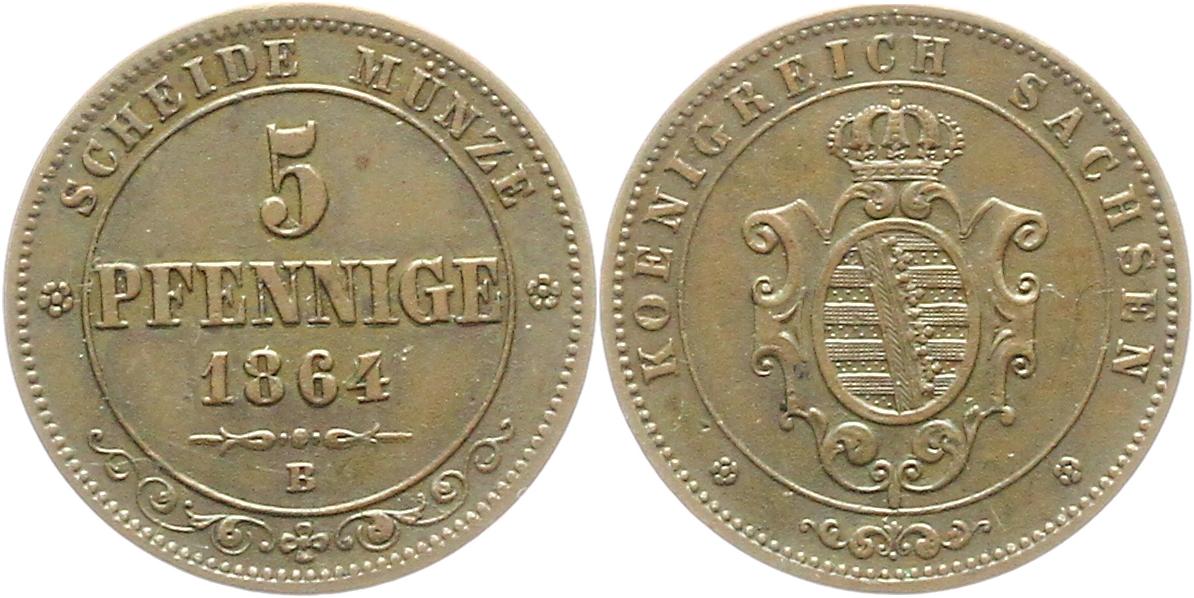  8943 Sachsen 5 Pfennig 1864   