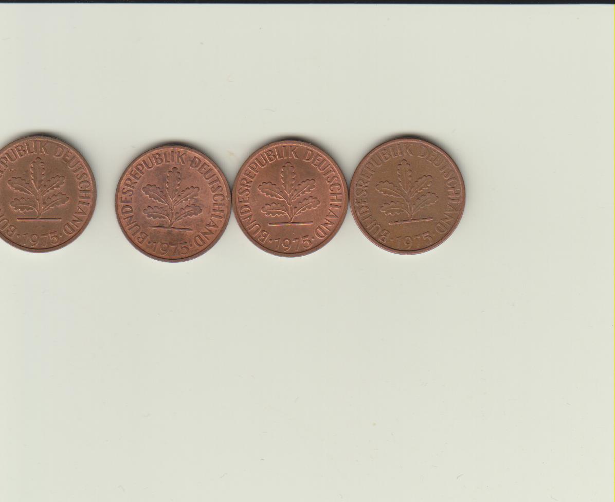  Deutschland 2 Pfennig 1975 D,F,G,J in ss-vz   