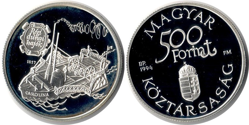  Ungarn  500 Forint  1994  FM-Frankfurt  Feingewicht: 29,10g Silber PP (angelaufen)   