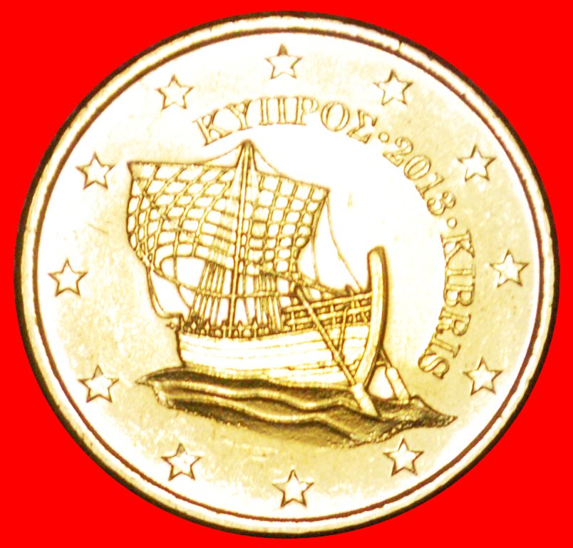  * GREECE (2008-2022): CYPRUS ★ 50 CENTS 2013 UNC MINT LUSTER UNCOMMON! LOW START ★ NO RESERVE!!!   