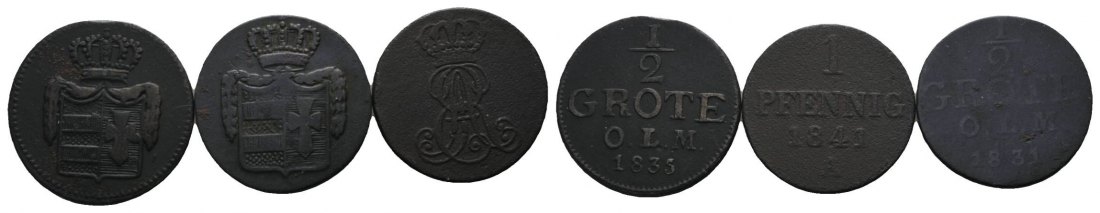  Altdeutschland, 3 Kleinmünzen (1835/1841/1831)   