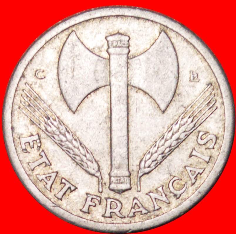  √ VICHY REGIME KRIEGSZEIT (1942-1945): FRANKREICH ★ 1 FRANC 1944C!   