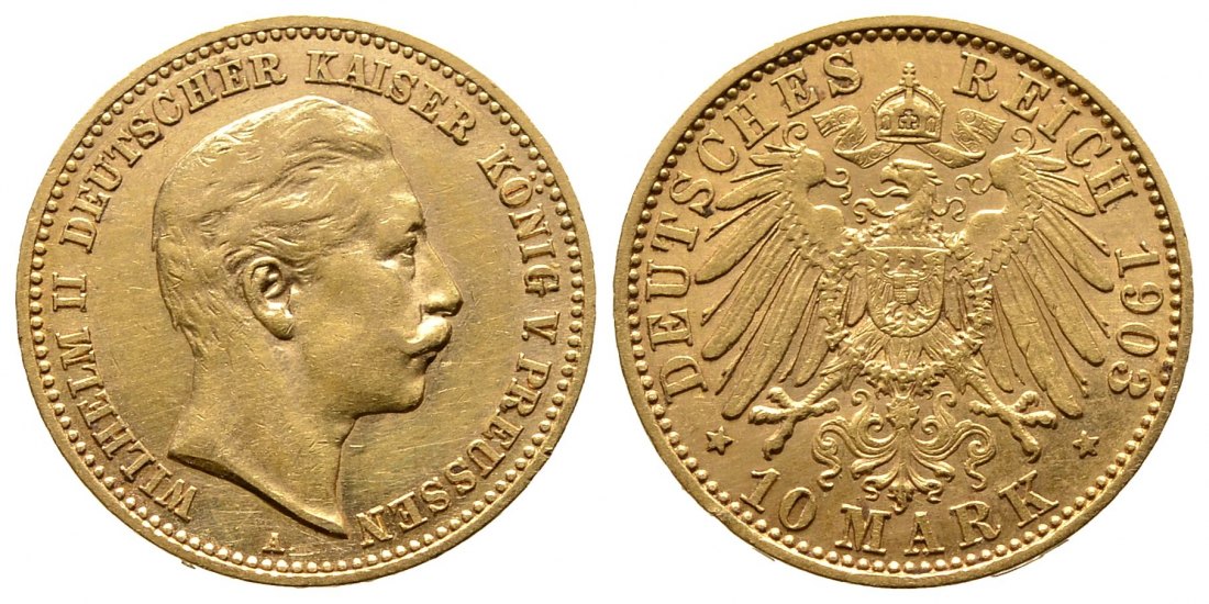 PEUS 8867 Preußen - Kaiserreich 3,58 g Feingold. Wilhelm II.(1888 - 1918) 10 Mark GOLD 1903 A Sehr schön +
