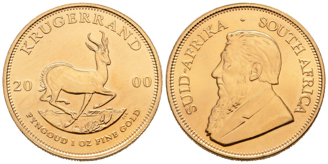 PEUS 8902 Süd-Afrika 31,1 g Feingold Krügerrand GOLD Unze 2000 Winzige Kratzer, Vorzüglich +