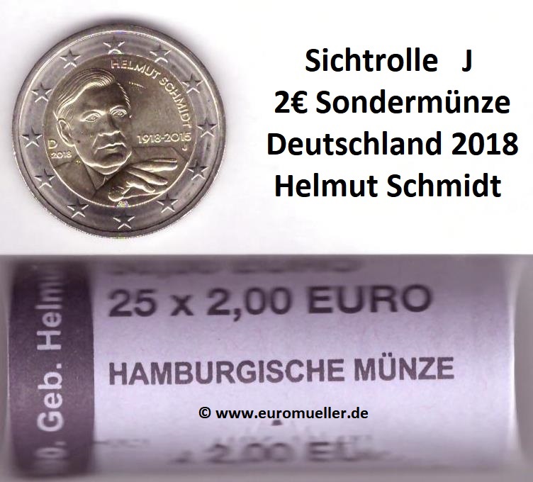 Deutschland Rolle -J-...2 Euro Sondermünze 2018...Schmidt   