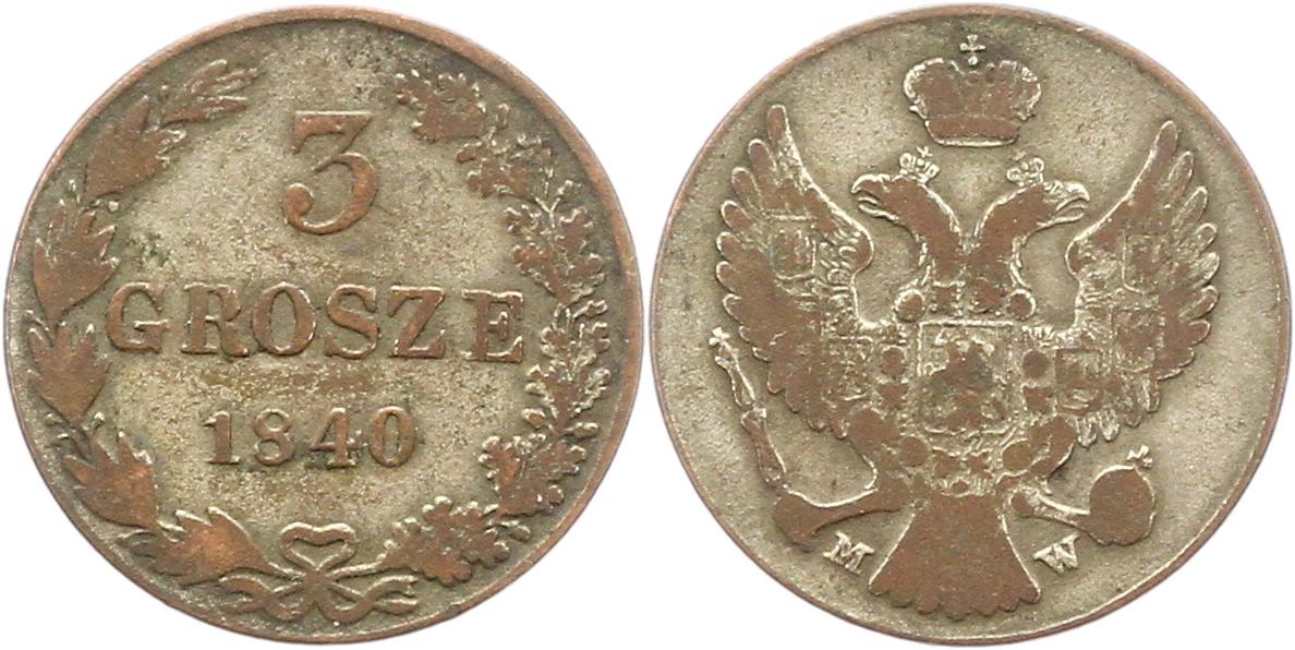  9514 Polen Drei Gröscher 1840   