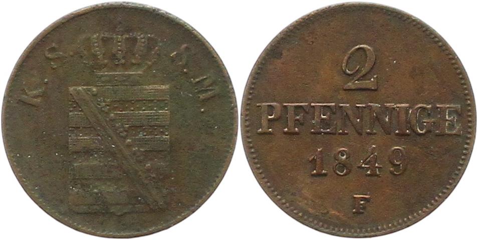  9530 Sachsen 2 Pfennig 1849   