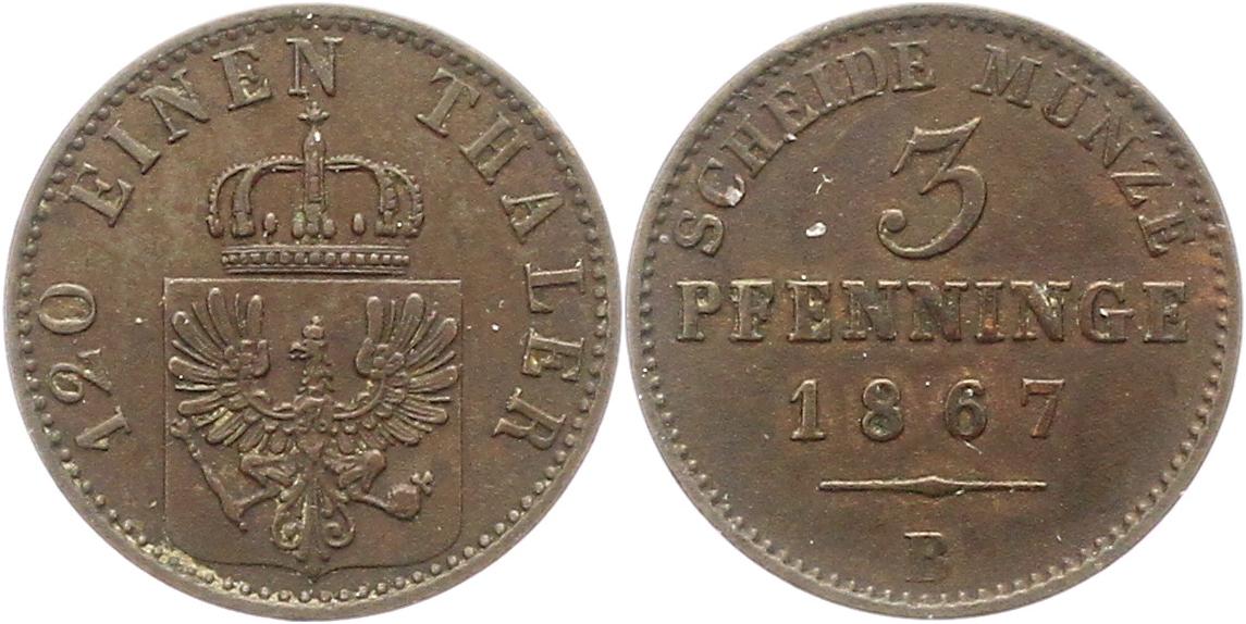  9562 Preussen 3 Pfennig 1867 B   