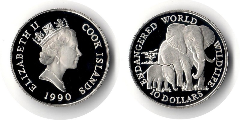  Cook Island  10 Dollar  1990  FM-Frankfurt  Feingewicht: 9,25g Silber PP   