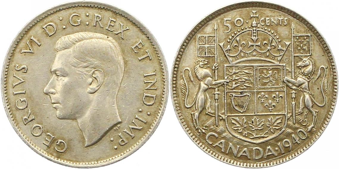 9748 Kanada 50 Cent 1940  Silber   