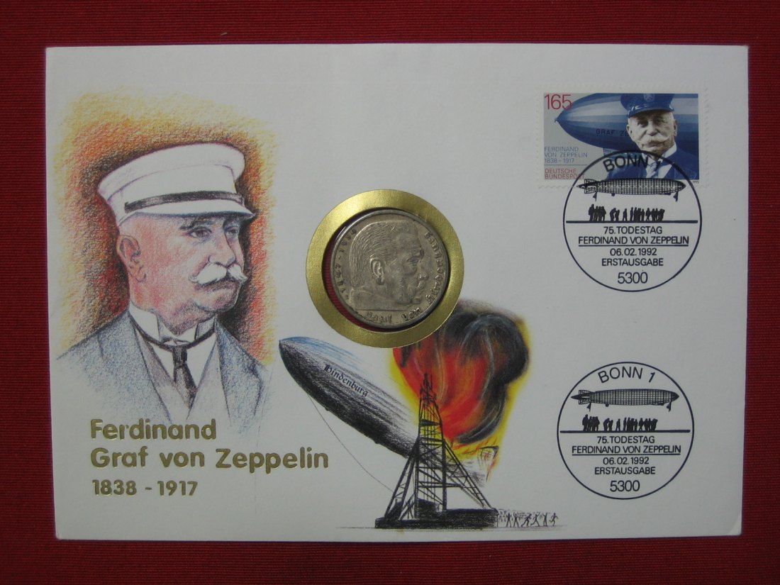  Numisbrief Graf Zeppelin 5 RM 1935   