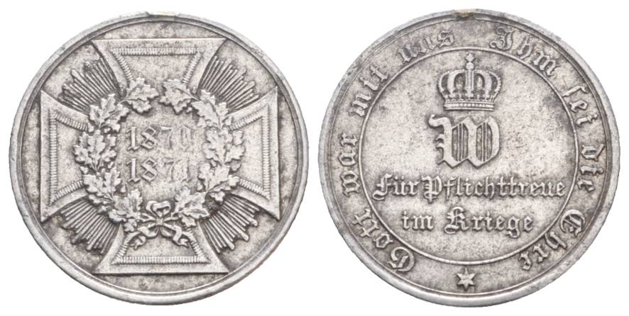  Deutsches Reich, versilberte Messingmedaille 1871, Ø= 29mm, 11,61g   