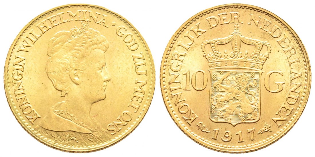 PEUS 8899 Niederlande 6,06 g Feingold. Wilhelmina (1890 - 1948) 10 Gulden GOLD 1917 Fast Vorzüglich