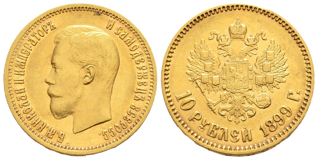 PEUS 9146 Russland 7,74 g Feingold. Zar Nikolaus II. (1894 - 1917) 10 Rubel GOLD 1899 AR Sehr schön