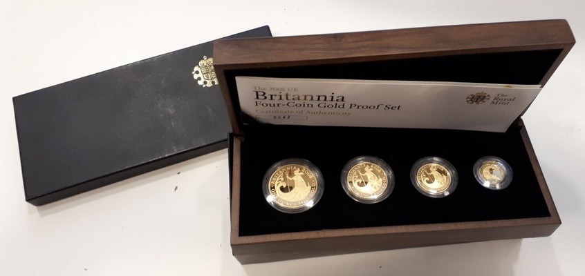 Grossbritannien MM-Frankfurt Feingewicht: ges. 57,76g Gold Four Coin Proof Set (Britannia) 2008 pp
