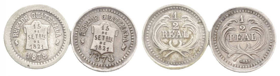  Guatemala, 1/2 Real, 1878 (2 Stück)   