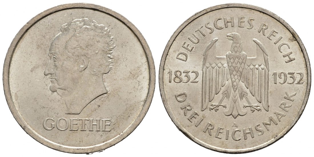 PEUS 9254 Weimarer Republik 100. Todestag Freiherrn v.Stein 3 Reichsmark 1932 A Kl. Randfehler, Vorzüglich