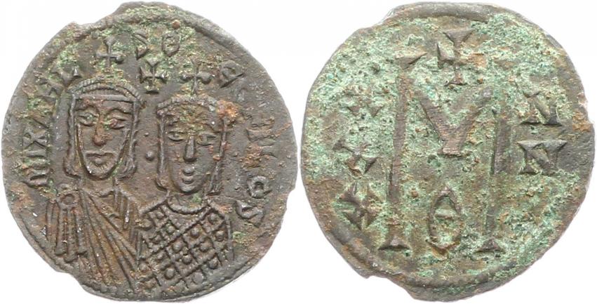  0194 Byzanz Michael II & Theophilius Follis   