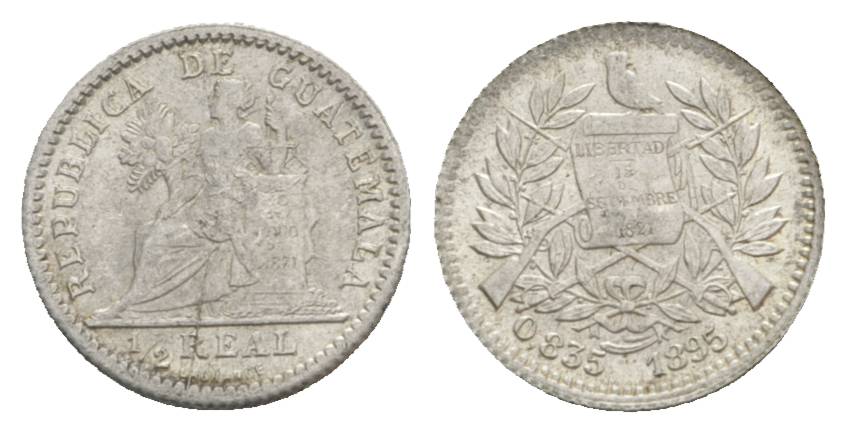  Guatemala, 1/2 Real, 1895   