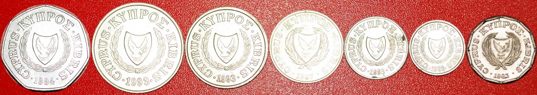  √ LAST TYPE (1983-2004): CYPRUS ★ 1/2-1-2-5-10-20-50 CENTS! LOW START ★ NO RESERVE!   