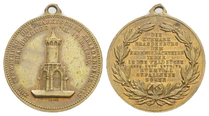  Brandenburg, Bronzemedaille, Einweihung märk.Kriegerdenkmal 1880; 4,89 g; Ø 24 mm   