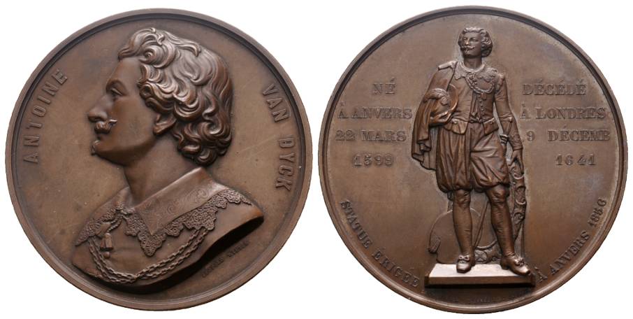  Belgien, Bronzemedaille 1856; ANTOINE VAN DYCK; 147,3 g; Ø 68 mm   